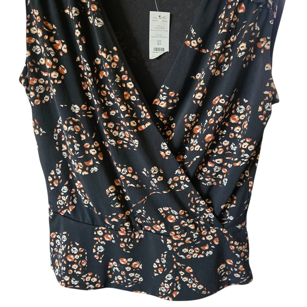 White House Black Market Floral Wrap V‎ Neck Sleeveless Top Blouse XS - Picture 5 of 12